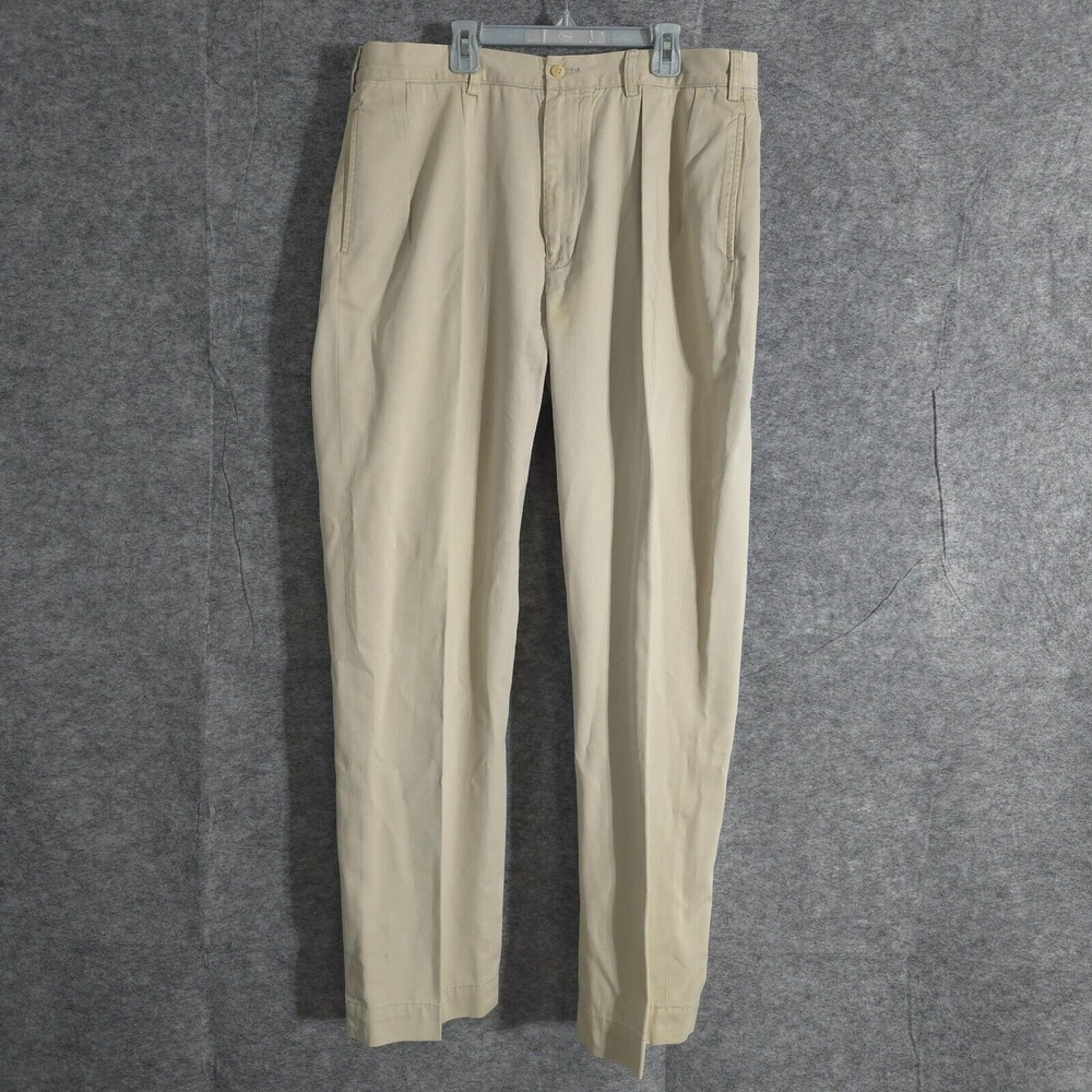 Polo By Ralph Lauren‎ Mens Classic Fit Khaki Pants Pleated Cotton Size 36x34